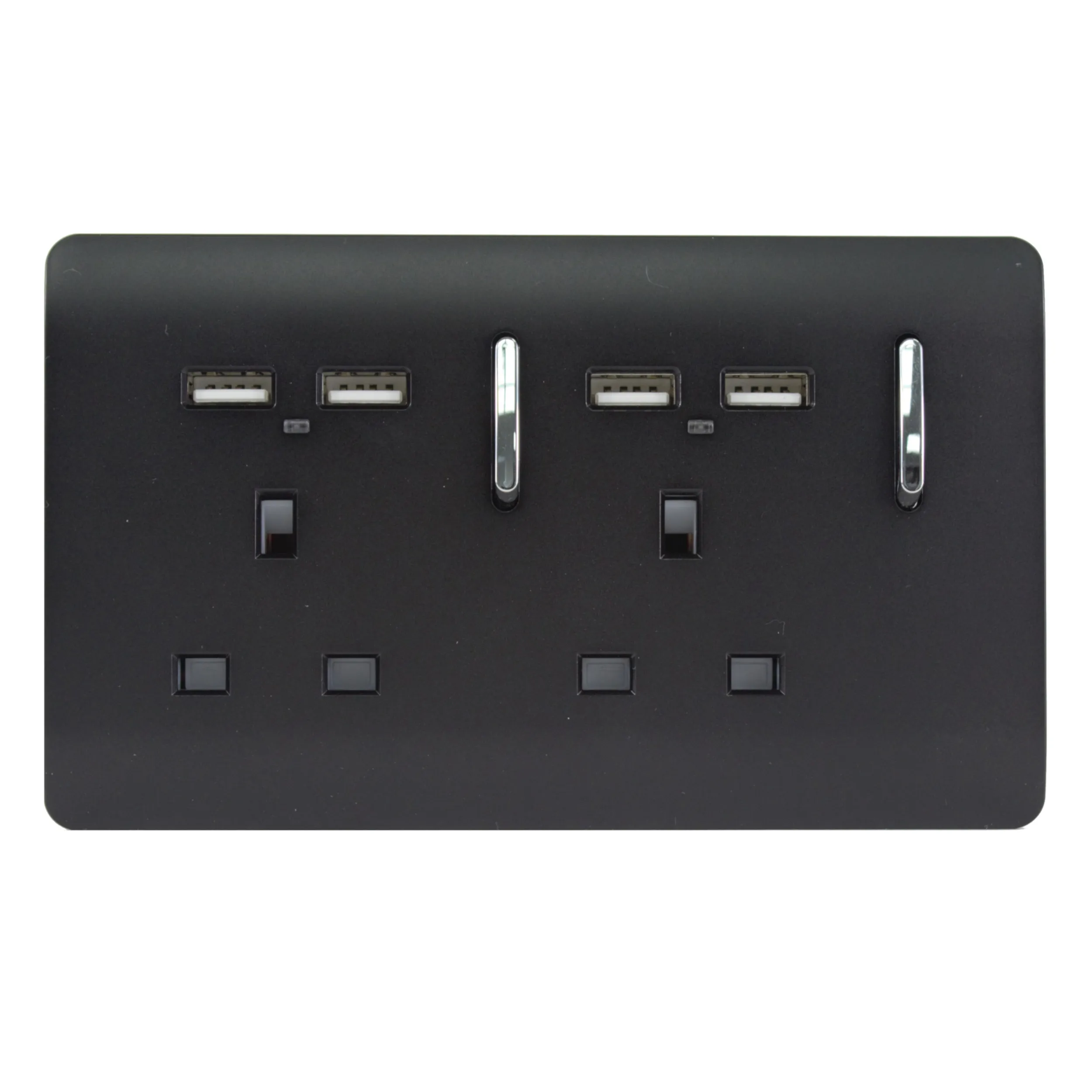 ART-SKT213USBMBK  2 Gang 13Amp Switched Double Socket With 4X 2.1Mah USB Matt Black